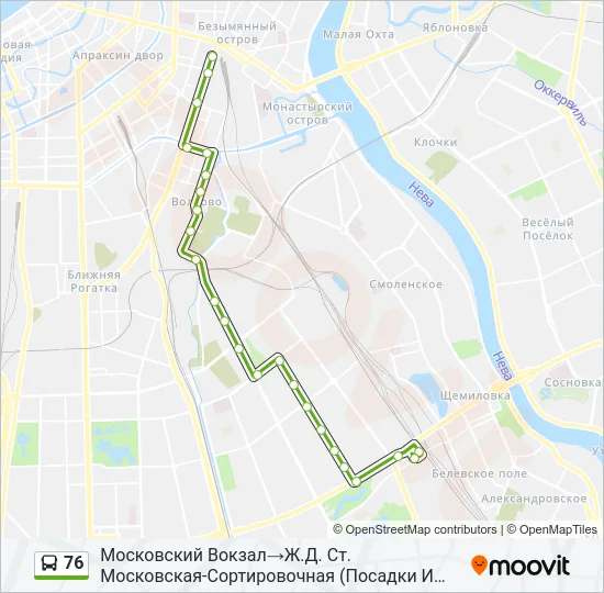 Автобус 76: карта маршрута