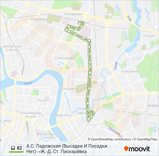 Автобус 82: карта маршрута