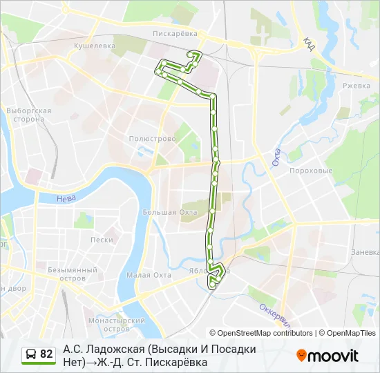 Автобус 82: карта маршрута