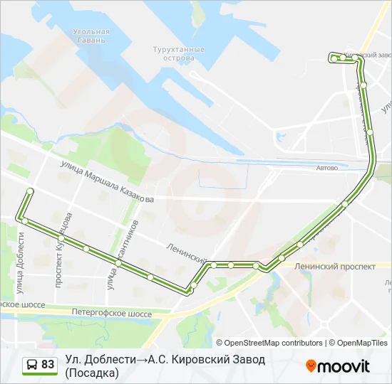 Автобус 83: карта маршрута