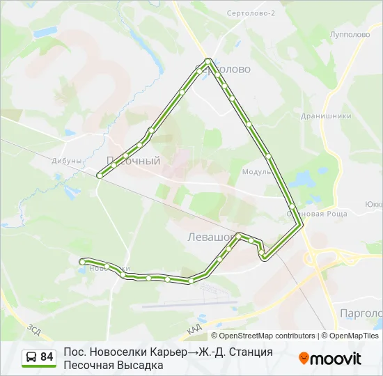 Автобус 84: карта маршрута