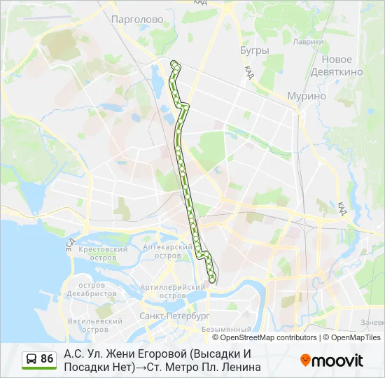 86 Bus Line Map