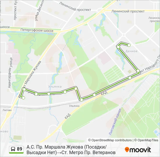 Автобус 89: карта маршрута