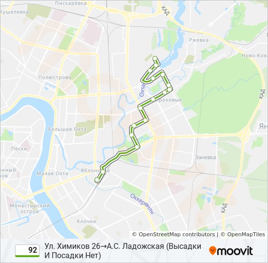 92 bus Line Map