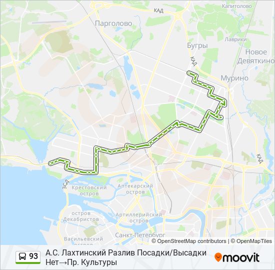 93 bus Line Map