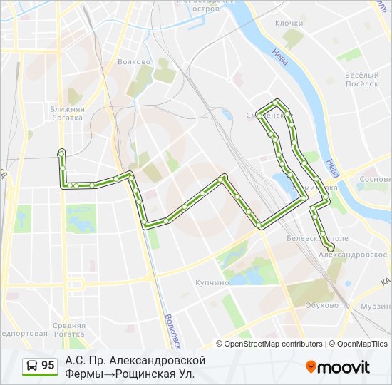 Автобус 95: карта маршрута