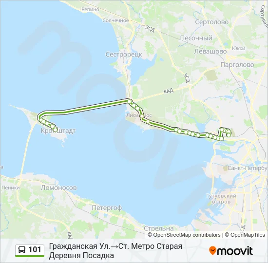 Автобус 101: карта маршрута