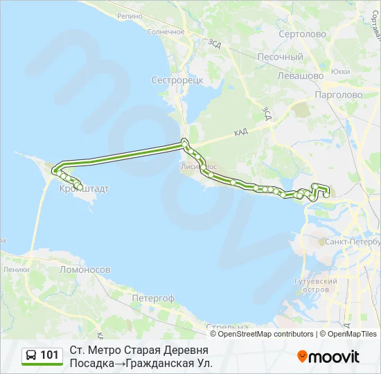 Автобус 101: карта маршрута