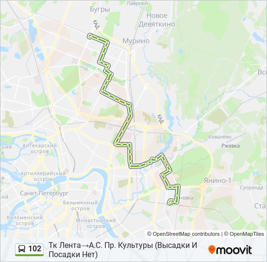 102 bus Line Map