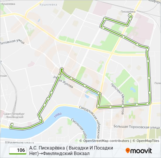 Автобус 106 на карте. Пискаревка Санкт-Петербург карта.