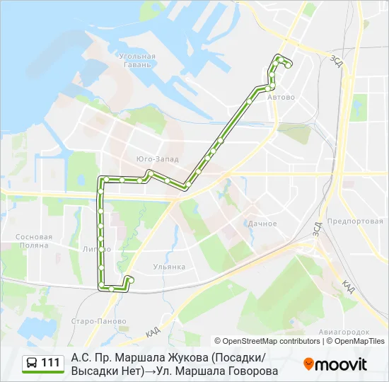 Автобус 111: карта маршрута