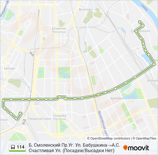 114 bus Line Map