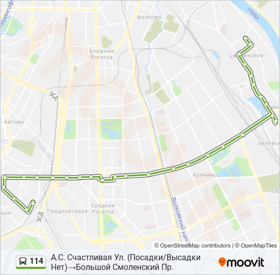 114 bus Line Map