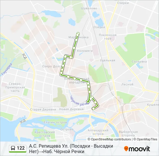 Автобус 122: карта маршрута