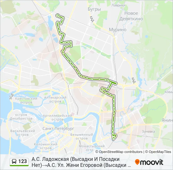 Автобус 123: карта маршрута