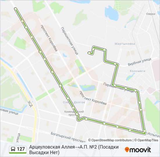 Автобус 127: карта маршрута