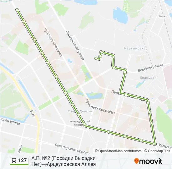 127 Bus Line Map