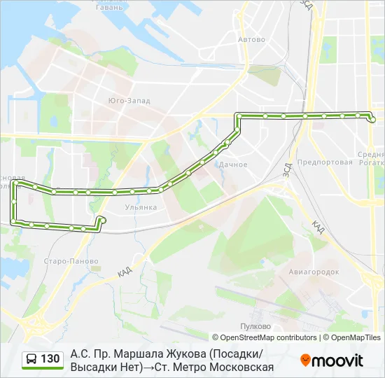 Автобус 130: карта маршрута