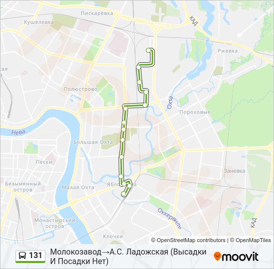 Автобус 131: карта маршрута