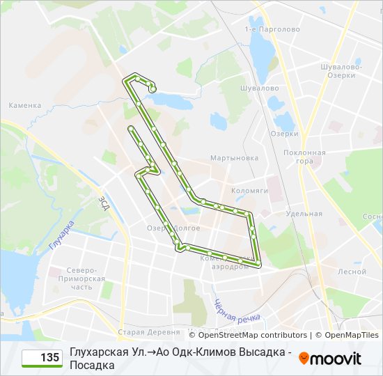 135 bus Line Map