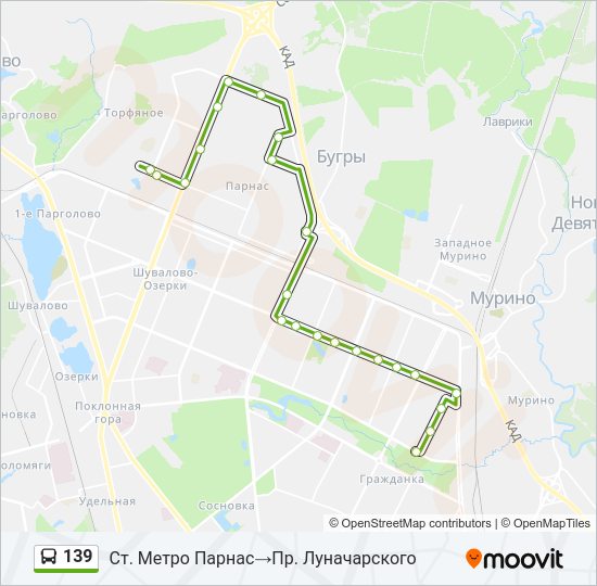 Автобус 139: карта маршрута