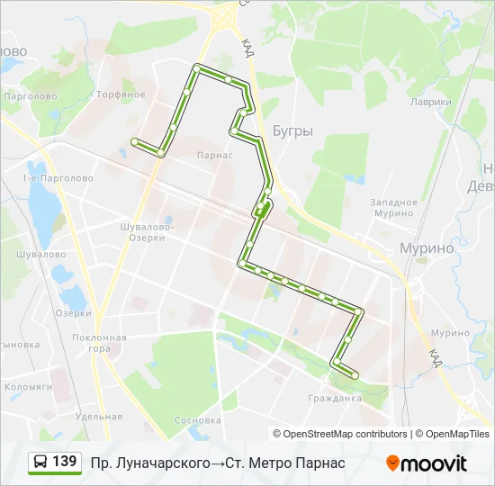 Автобус 139: карта маршрута