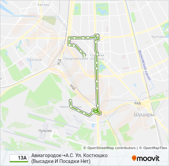 13А bus Line Map