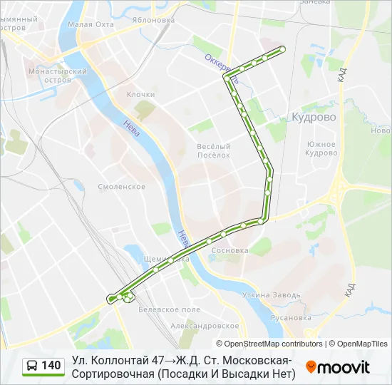 Автобус 140: карта маршрута