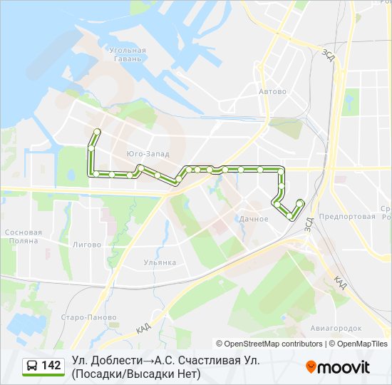 Автобус 142: карта маршрута