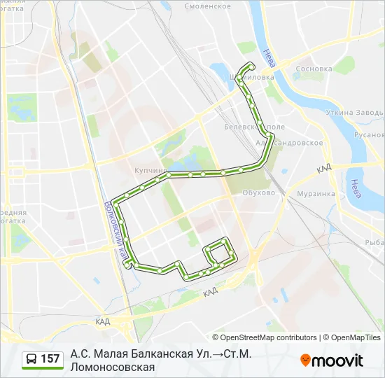 Автобус 157: карта маршрута