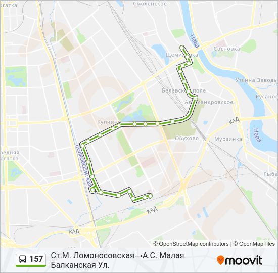 Автобус 157: карта маршрута