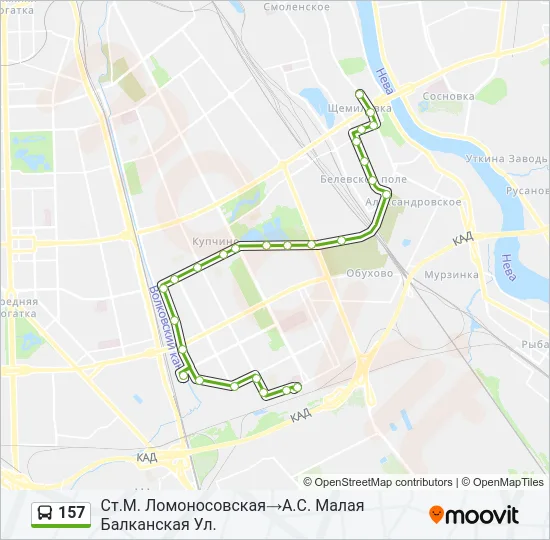 Автобус 157: карта маршрута