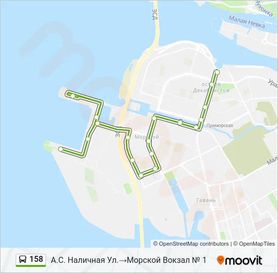 Автобус 158: карта маршрута