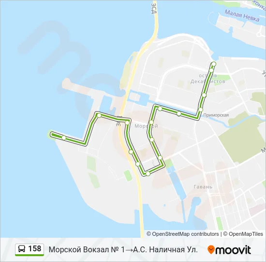 Автобус 158: карта маршрута