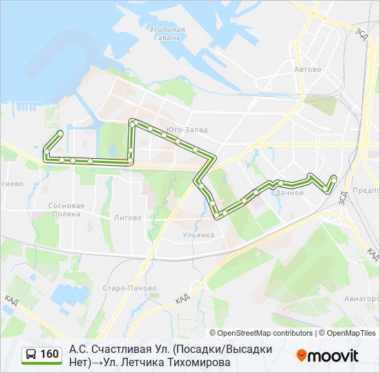 160 bus Line Map