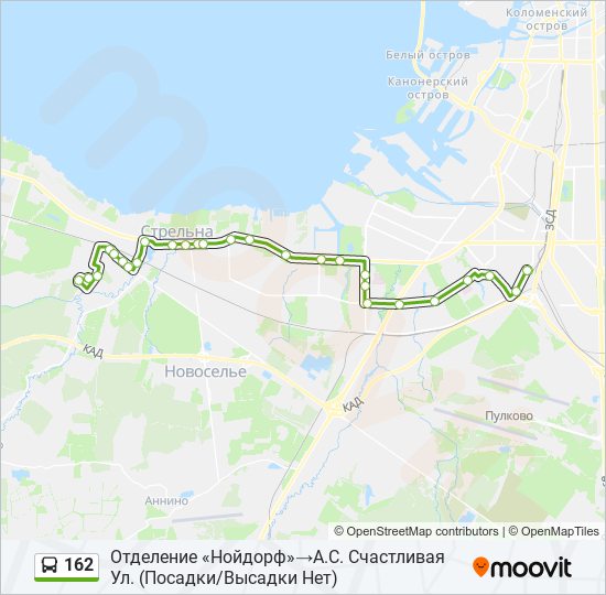 Автобус 162: карта маршрута