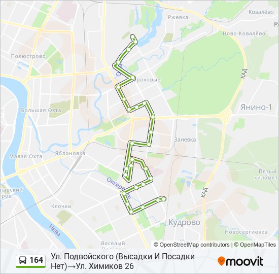 164 bus Line Map