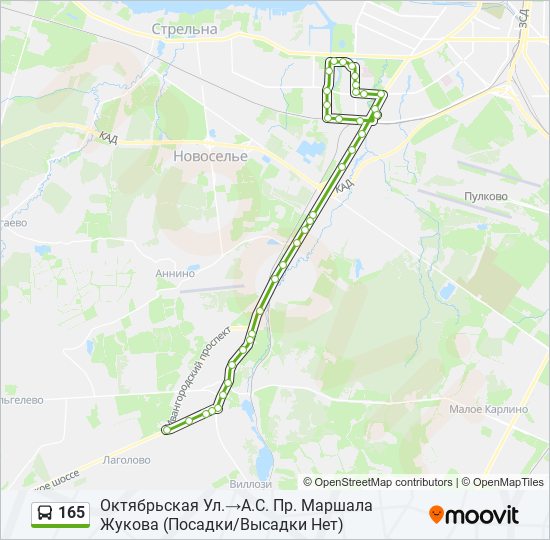 165 bus Line Map