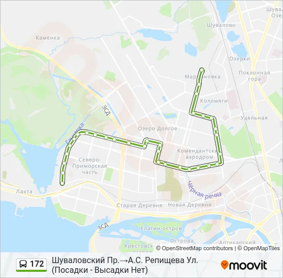 Автобус 172: карта маршрута