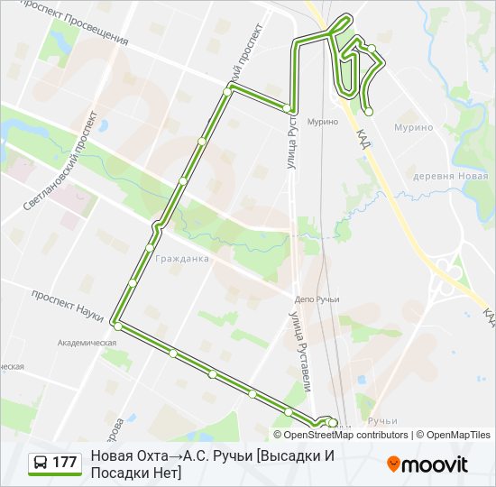 Автобус 177: карта маршрута