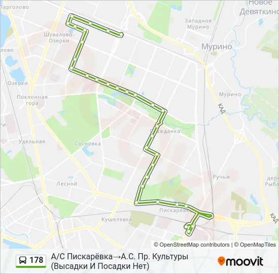 Автобус 178: карта маршрута