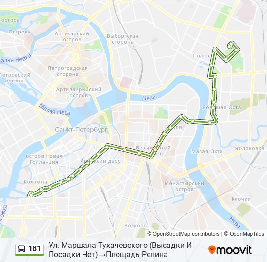 Автобус 181: карта маршрута