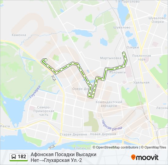 Автобус 182: карта маршрута