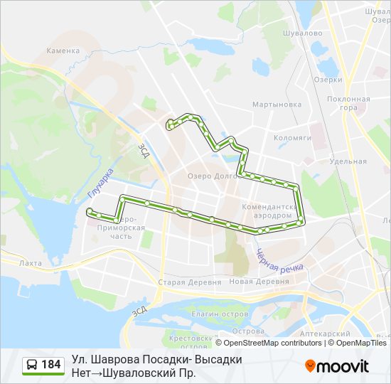 Автобус 184: карта маршрута