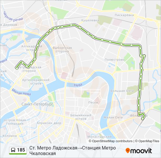 Автобус 185: карта маршрута