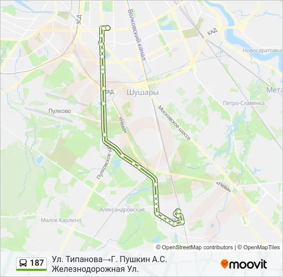 Автобус 187: карта маршрута