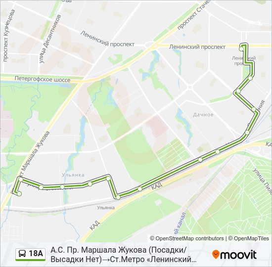 Автобус 18А: карта маршрута