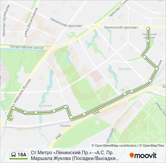 Автобус 18А: карта маршрута