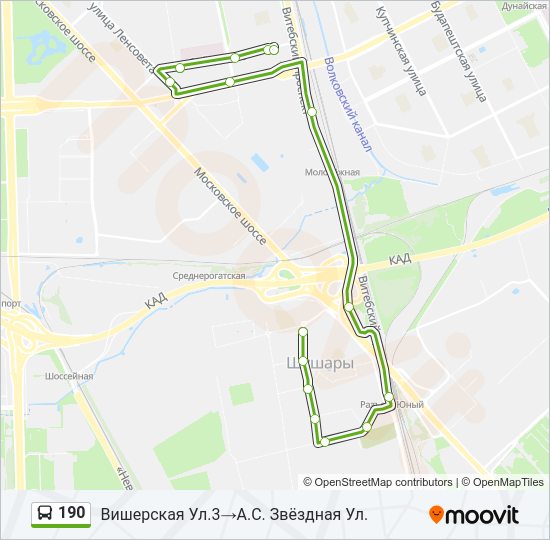Автобус 190: карта маршрута