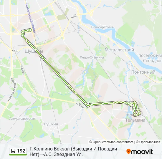 Автобус 192: карта маршрута